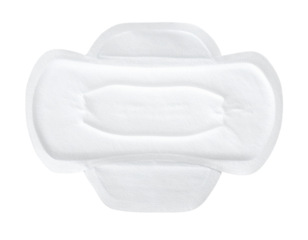 White Sanitary Pad with Wings Top View, Isolated on Transparent Background