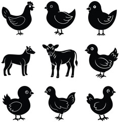 flat small chick cartoon drawing set.eps