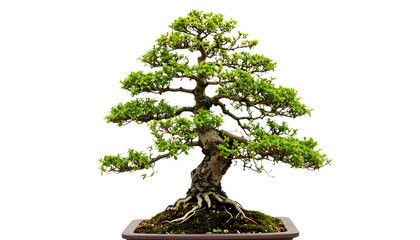 Fototapeta premium Vibrant Bonsai Tree in Potted Elegance