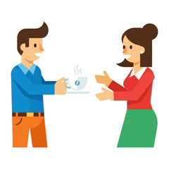 Coffee Service: A pleasant illustration of a person serving a cup of coffee to another, embodying hospitality and connection