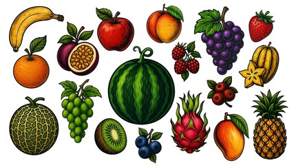 レトロ調フルーツ素材セット