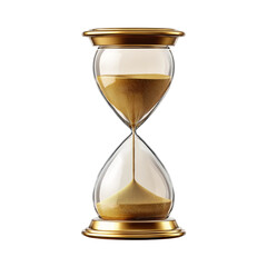 Golden hourglass sand clock isolated on a white background