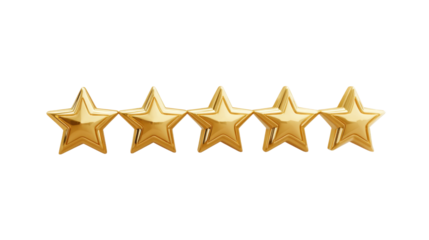 5 star gold rating icon isolated on white background. Score ranking and review symbol for feedback and evaluation designs