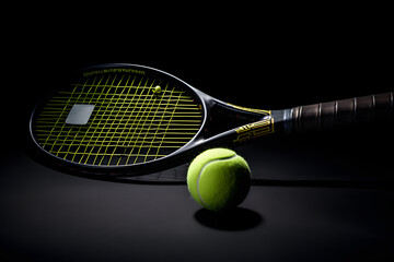 Three tennis rackets, each a different color, with a tennis ball atop each, arranged horizontally