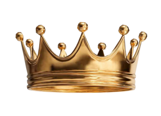 elegant golden crown on transparent background, png