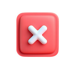 Obraz premium Cancel button icon with 3D rendering in white and coral red background for user interface and website design concept