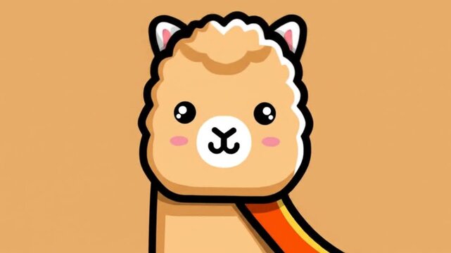 Cute llama cartoon graphic