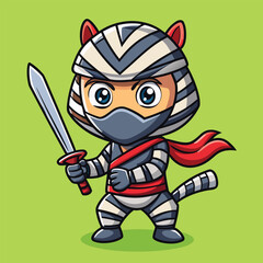 cartoon zebra dressed as a ninja brandishes a sharp sword with precision