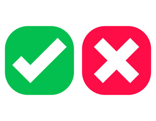 Fototapeta premium Check mark and cross icon set. checkmark and X mark icon, Check mark and cross mark icons. icon isolated on Transparent background. 