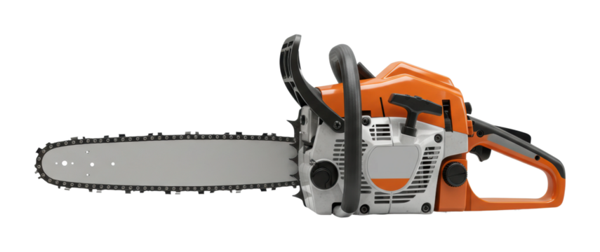 Chainsaw operation in forest woodcutting equipment natural environment outdoor activity isolated PNG