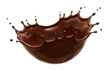 Chocolate splash action kitchen food creative environment sweet concept isolated PNG