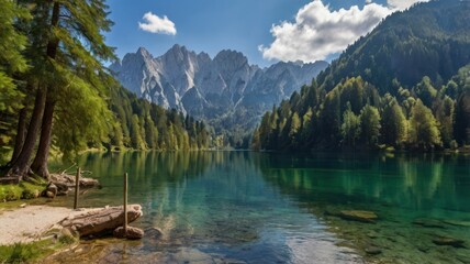 Majestic Jagged Peaks Reflected in the Tranquil Turquoise Waters of an Alpine Lake