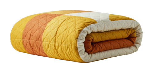 Cozy home decor essentials bedroom quilted blanket warm environment comfort and style isolated PNG