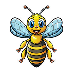 cute bee with a happy face is flying