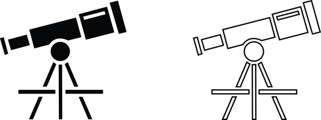telescope vector icon. telescope silhouette and line icon vector illustration