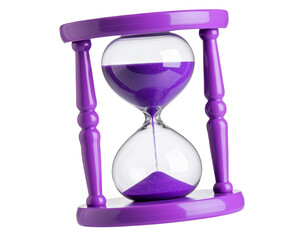 Floating Minimal 3D Purple Hourglass Icon, isolated on transparent background