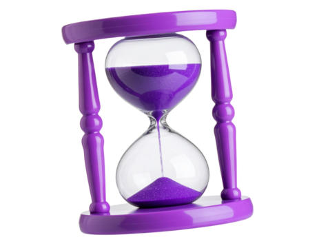 Floating Minimal 3D Purple Hourglass Icon, isolated on transparent background - Powered by Adobe