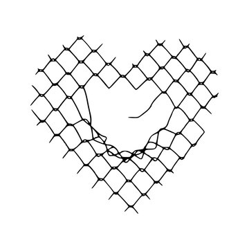 broken heart wire fence concept art