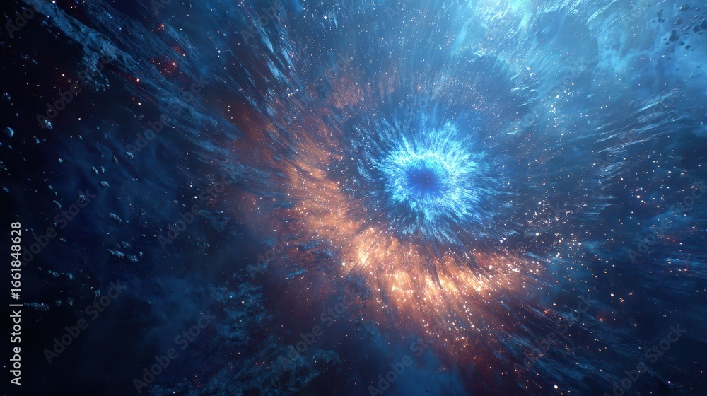 Poster luminous vortex in space illustrating time rift phenomenon