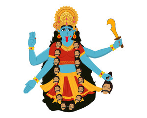 Goddess Kali Maa on durga puja celebrating Navratri festival vector illustration