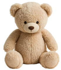 Obraz premium Beige teddy bear sitting, studio shot, plain background, toy