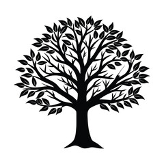 Obraz premium Stylized black silhouette of a leafy tree