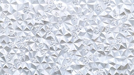 A white triangular patterned surface with clusters of small shiny gems scattered across it evenly