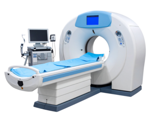 Side Angle View of MRI Scanner, isolated on transparent background