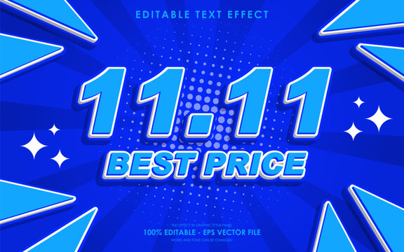 Bold blue 11.11 sale announcement with "Best Price" tagline, featuring a dynamic, comic-book style design.