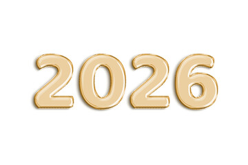 2026 Gold Balloon Numbers PNG Isolated on Transparent Background – Festive Holiday Celebration Typography Design
