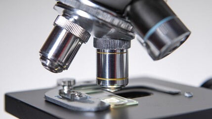 Fototapeta premium Microscope Objective Lens with Glass Slide Under Observation