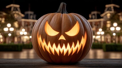 Fototapeta premium Spooky halloween festival pumpkin patch night sale sign display outdoor festive atmosphere gigapixel standard