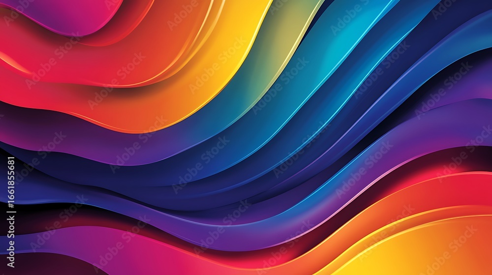 Aufkleber colorful layered abstract background with wavy shapes and smooth gradient transitions of light and s