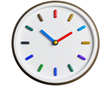 Stylized 3D Cartoon Wall Clock, isolated on transparent background