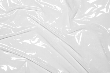 plastic overlay texture of realistic crumpled transparent plastic film wrap on white background,wrinkled stretched plastic effect.abstract plastic background on transparent png