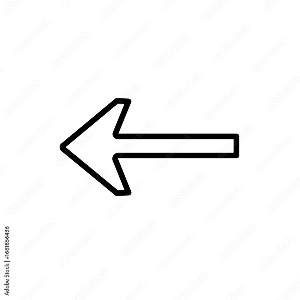 Poster simple black arrow pointing left on transparent background