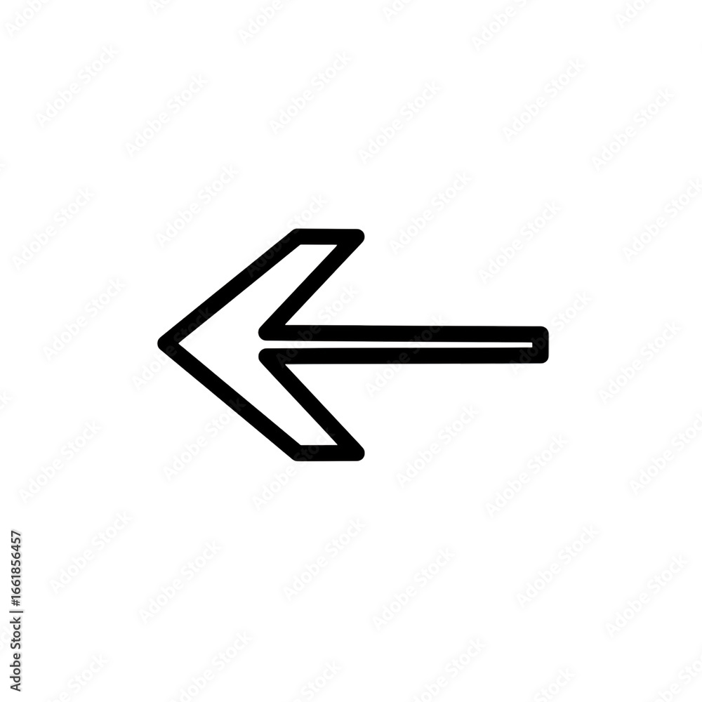 Poster simple black arrow pointing left on transparent background