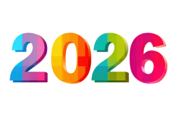 Happy New Year 2026 text design with Colorful