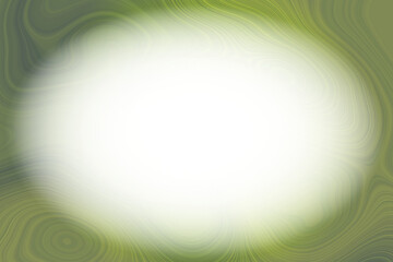 Green, abstract picture frame with curved lines. Oval gradient into transparency. Flat lay, PNG.