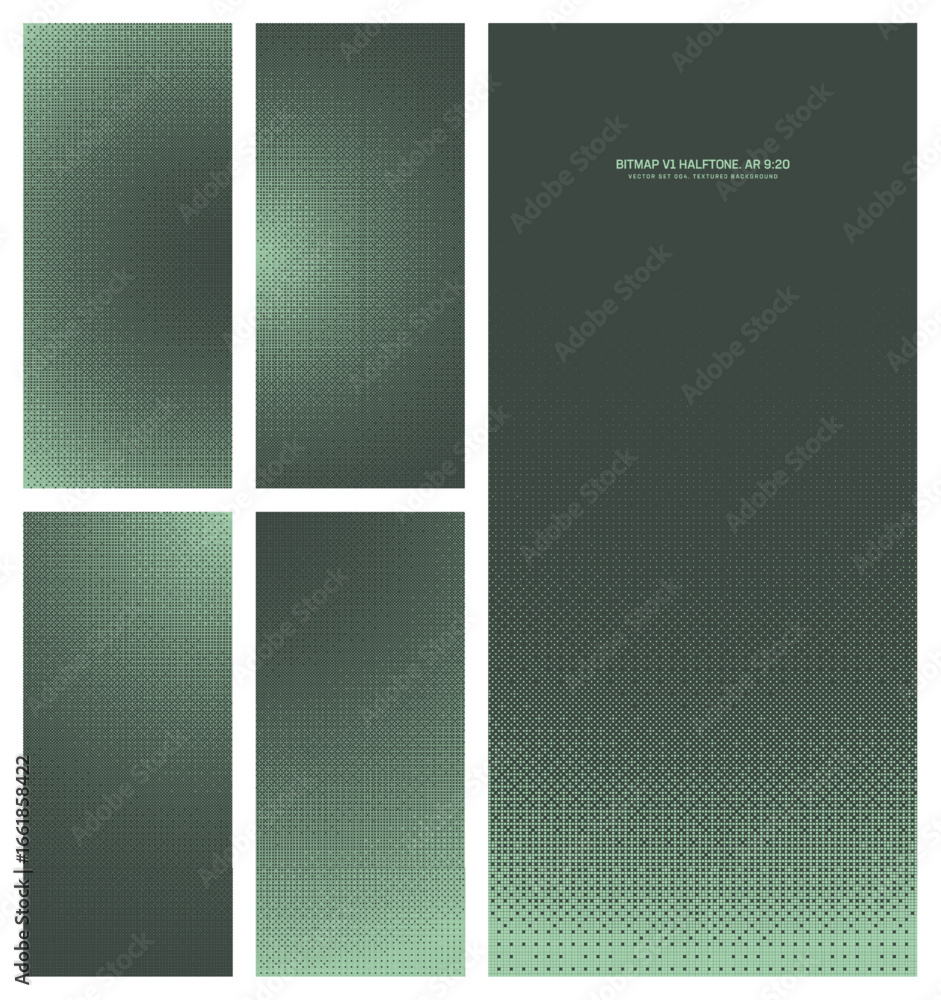 Aufkleber assorted vector bitmap dark green halftone pattern set in vertical 9:20 aspect ratio including round