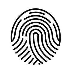 Bold Black Line Art Fingerprint Icon: Security, Identity, and Privacy Symbol