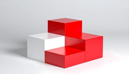 Abstract Geometric Display of Red and White Cubes