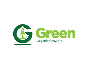green organic fast grow up logo designs