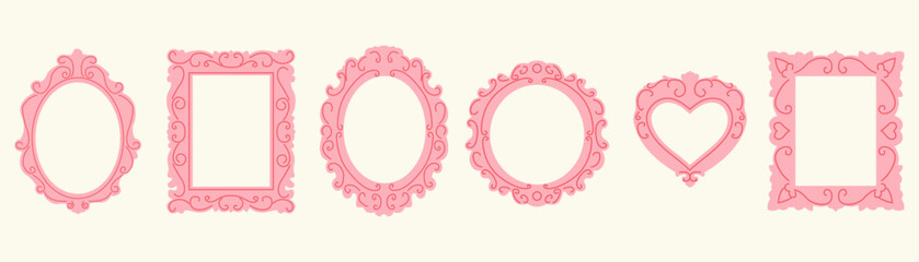 Coquette ornate frame set. vintage baroque border collection. Romantic rococo borders for invitations, scrapbooking, wall art, wedding invitation.