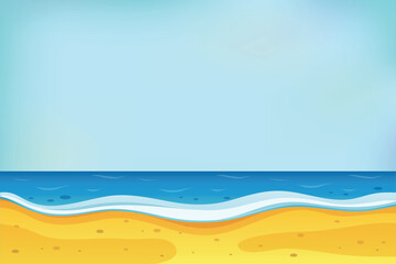 Cartoon summer beach background with sea waves and sand
