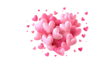 pink hearts love isolated on white background