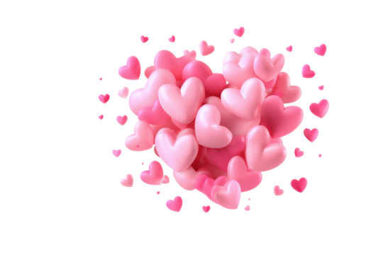 pink hearts love isolated on white background