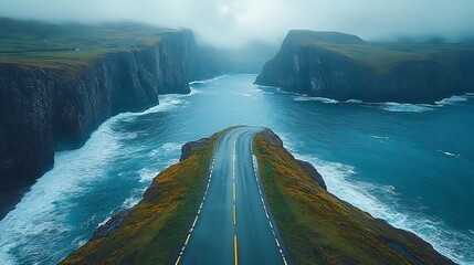 Coastal road winding through dramatic cliffs