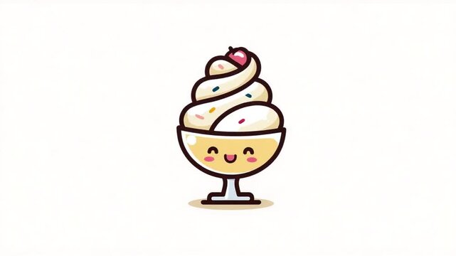 Cute cartoon ice cream sundae