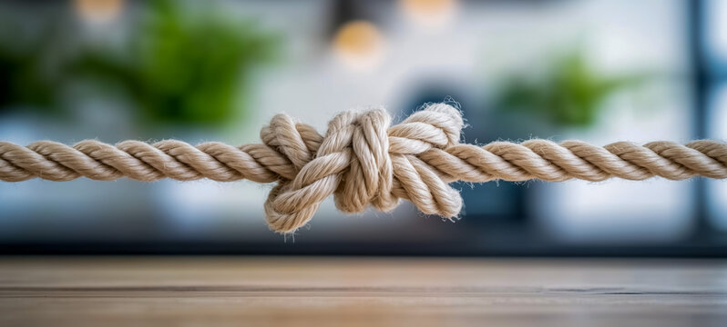Close-up of a strong knot tied in natural rope - Powered by Adobe